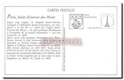 París (V°) — La Iglesia de San Etienne du Mont, el Liceo Henri IV y la Torre de Clovis — LL — Reverso