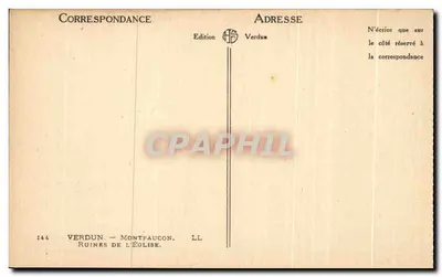 Verdun — Montfauccon — Ruínas da Igreja — Édition Verdum, n° 144 — Verso