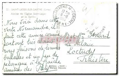 Saint-Léger-sur-Sarthe — abside de l'église et la Sarthe — Éditions Gaby — Verso