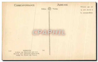 Działka morska 240 — Ravin des Grands Houyers, blisko Fortu de Vaux — Wydawnictwo Verdun — Rewers