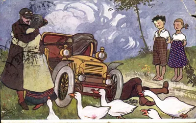 ऑटोमोबाइल चालक — बत्तखों के साथ दुर्घटना — प्रकाशक B. K. W. I. 483-3