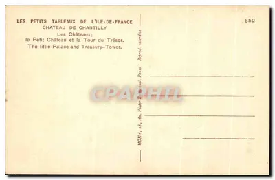 Zamek w Chantilly — Mały Zamek i Wieża Skarbu — Mona, n°852 — Rewers
