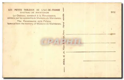 Castelo de Maintenon — Estilo Renascença — editor Mona, n° 902 — Verso