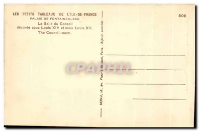 A Sala do Conselho — Palácio de Fontainebleau — editor MONA, n° 508 — Verso