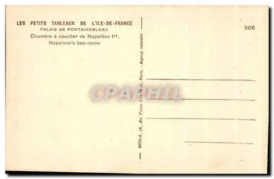 Camera da letto di Napoleone I — Palazzo di Fontainebleau — editore MONA, n° 506 — Verso