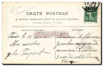 Paris inondé (janvier 1910) — Restaurant Ledoyen (Champs-Élysées) — éditeur non visible — Verso