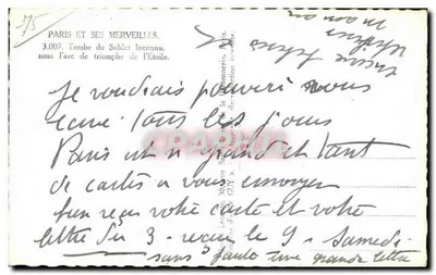 Grób Nieznanego Żołnierza — Arc de Triomphe — Wydawca Guy, n°3.007 — Rewers