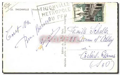 Thionville — O Ponte — Édition du Globe, Paris, n°23 — Verso