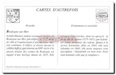 Boulogne-sur-Mer — L'Hôtel-de-Ville et le Beffroi — Cartes d'Autrefois — Verso