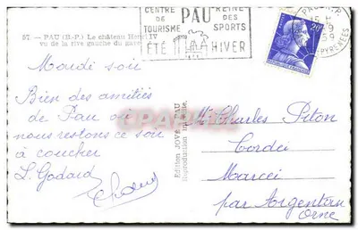 Pau — Vista del castello di Henri IV dalla riva sinistra del Gave — Edizione Jové, Pau — Verso