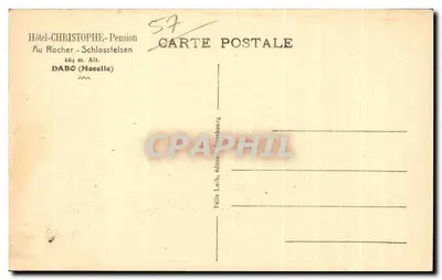 Dabo (Moselle) — kościół na skaże — Hôtel-Christophe-Pension, wydawca Félix Lüb, Strasbourg — Rewers