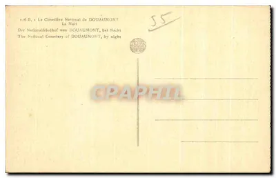 Cmentarz Narodowy w Douaumont — Noc — wydawca Berdil, nr 116 B — Rewers