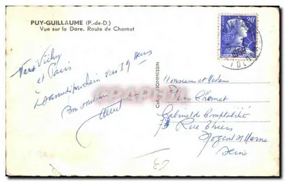 Vue sur la Dore — Route de Charnat — PUY-GUILLAUME (P.-de-D.) — Verso