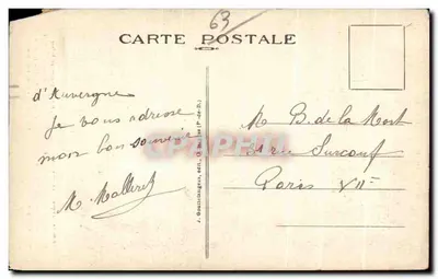 L'Auvergne — scène de village avec couple et femme observant — éditeur J. Gouttianges, n° 1020 — Reverso