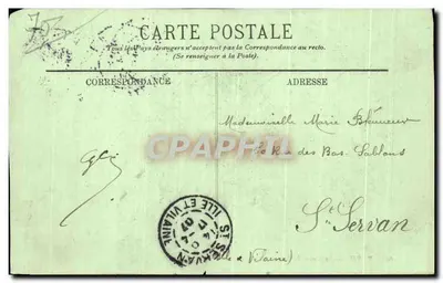 Bilhete postal antigo Paris La Nouvelle Bourse Rue de Sevres Gare du Nord — Verso