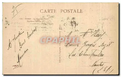Paris - A Estação da Norte — Edição La Cigogne, Paris — Verso