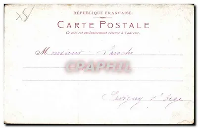 Paryż, bulwar Saint-Michel i ulica Soufflot — widok fontanny i Panteonu — wydawca V. Baston — Rewers