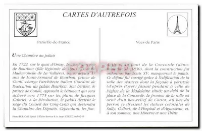 Cour d'Honneur do Palácio da Câmara dos Deputados — Paris/Ile-de-France — Edições D.R. Coll. Spiral — Verso