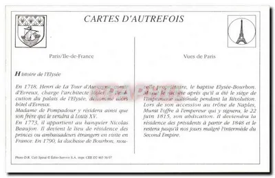 Paris — Entrada do Élysée — LL 561 — Verso