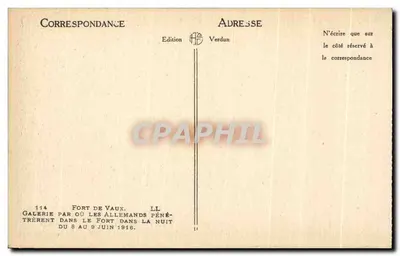 Galeria do Forte de Vaux — 114 — Edição Verdun — Verso