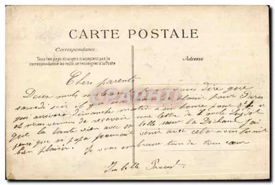 Stara pocztówka Pogrzeb Narodowy M. Berteaux Ministrza Wojny Samochody Królewskie na Placu Concorde — Rewers