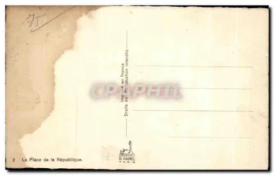 Place de la République — Paryż — wydawca R. Hamel, n°2 — Rewers