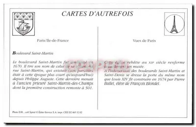 PARIS — Bulwar Saint-Martin — Édito-Service S.A. n° 26 — Rewers