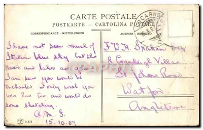 Bilhete postal antigo Locarno — Verso
