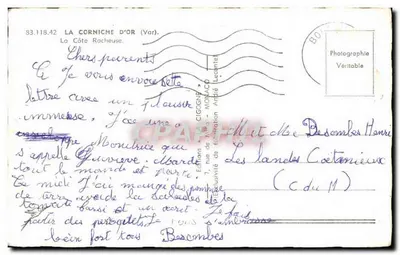 A Corniche d'Or (Var) — vista da costa rochosa — Éditions André Lecante — Verso