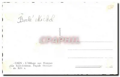Caen - A Abadia dos Homens, Fachada Ocidental do Século XII — Editor: J. Bon Marché — Verso