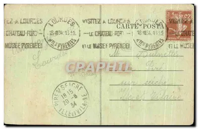 Lourdes — Widok z ramy Bazyliki — Pyrenées, nr 707 — Rewers