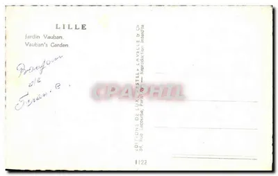 Ogród Vauban — Lille — Éditions de Luxe Estel, nr 1122 — Rewers