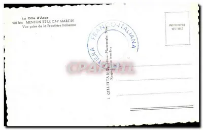 Menton — Widok z granicy włoskiej — L. Gilletta & Cie, wydawca — Rewers