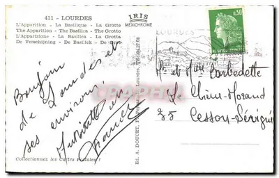 Lourdes — Aparecida da Virgem Maria — Éd. A. Doucet, Mexichrome — Verso