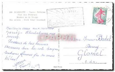 Biarritz - Porto dei Pescatori - Roccia della Vergine — Vista aerea — Cliché Robert Durandaud — Editore Cap — Verso