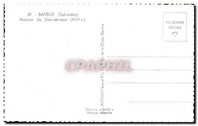 Bayeux — Casa do Governador (século XVI) — Edições Gaby — Verso