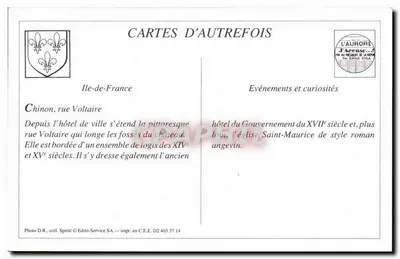 Chinon — Velhas Casas na Rue Voltaire — B. F., Paris — Verso