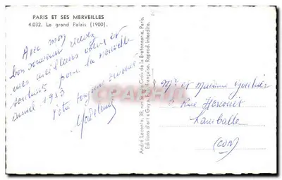 Il Grand Palais — Esposizione universale 1900 — Editore Guy — Verso