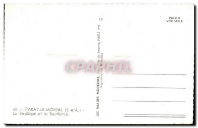 Paray-le-Monial — A Basílica e a Bourbince — Editor: Les Tirages Modernes, Paris — Verso