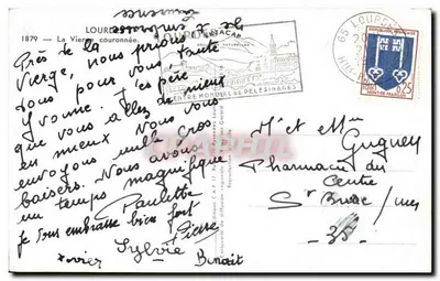 Statua Matki Boskiej Królowej — Lourdes — Éditions C.A.F. 12, Kolekcja Naturalna — Rewers