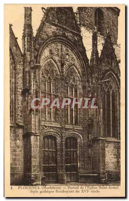 Ploërmel (Morbihan) — Portal da Igreja de São Armel — Estilo gótico flamenguês do século XVI