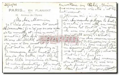 Paris — Avenue de l'Opéra — vista em direção ao Opéra Garnier — editor J. JEN — Verso