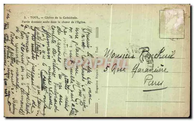 Cloître da Catedral — Parte que dá acesso ao coro da igreja — Magasins Réunis - Toul — Verso