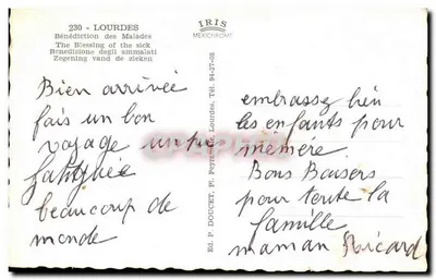 Lourdes — Bênção dos doentes — Ed. P. Doucet, n°230 — Verso
