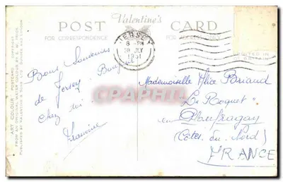 Bilhete postal antigo Bouley Bay Jersey — Verso