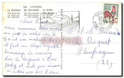 Lourdes — Basílica, Gruta e Santa Bernadette — Editor Edlux — Verso