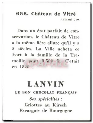 Castelo de Vitré — 5ª série — Chocolate Lanvin - Dijon — Verso