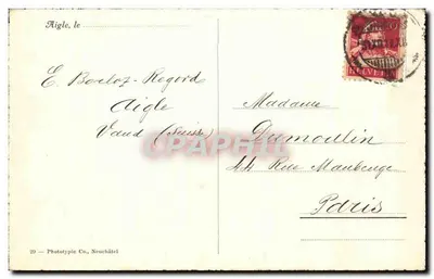 Zamek i winnice w Aigle — Phototypie Co., Neuchâtel — n°29 — Rewers