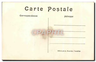 Versailles — De Orangerie en de fontein van de Zwitsers — Héliotypie A. Bourdiller — Achterkant