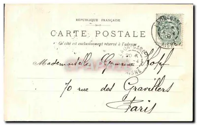 Laon - Porte de Soissons — widok na okrągłe wieże i murawy — P. Barnaud, Laon, seria 11 bis — Rewers